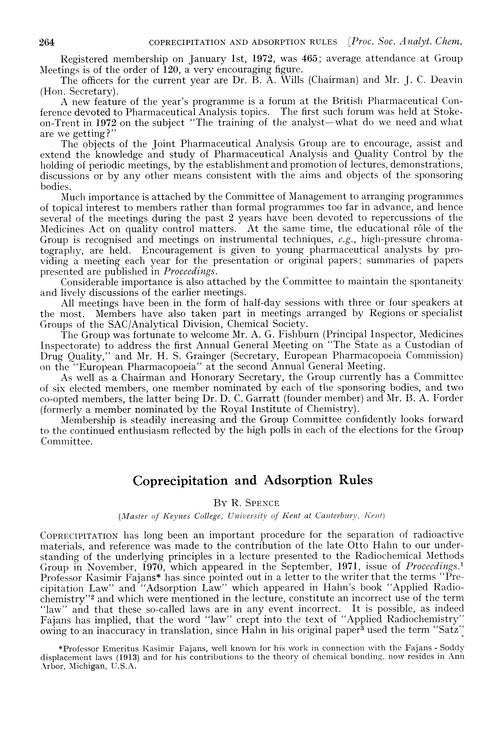 Coprecipitation and adsorption rules