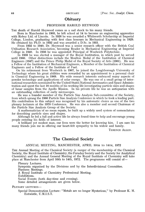 Chemical Society Annual Meeting