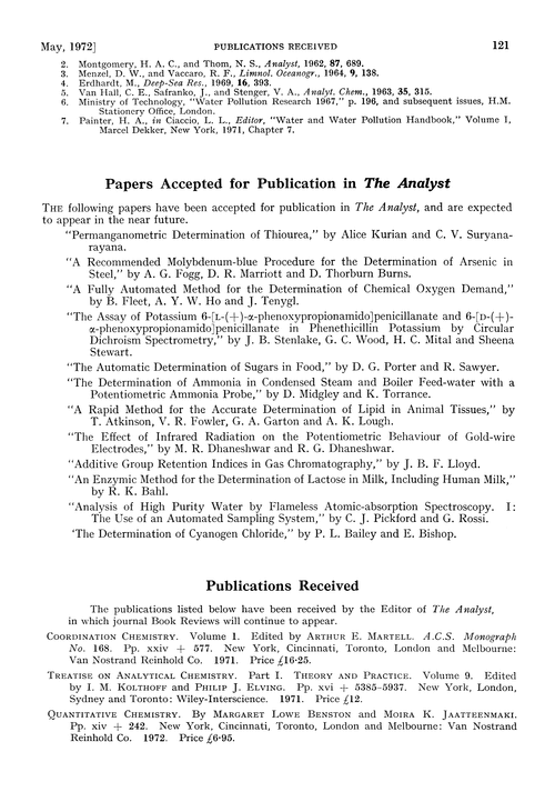 Papers accepted for publication in The Analyst