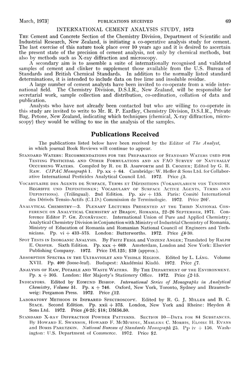 Publications received