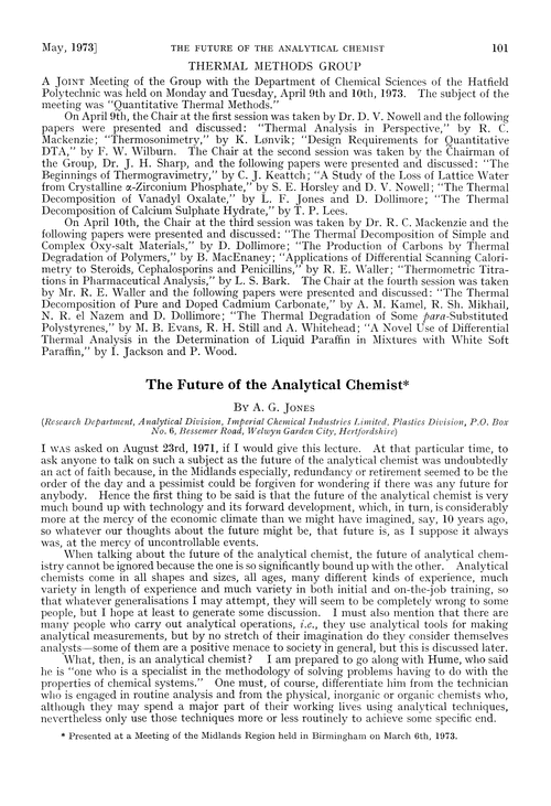 The future of the analytical chemist