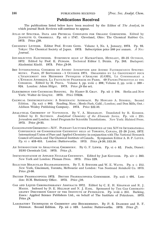 Publications received