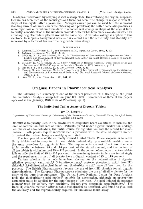 Original papers in pharmaceutical analysis