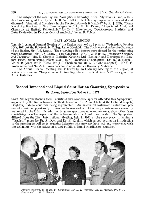 Second International Liquid Scintillation Counting Symposium. Brighton, September 3rd to 6th, 1973