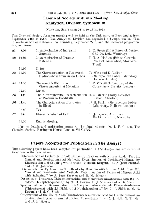 Papers accepted for publication in The Analyst