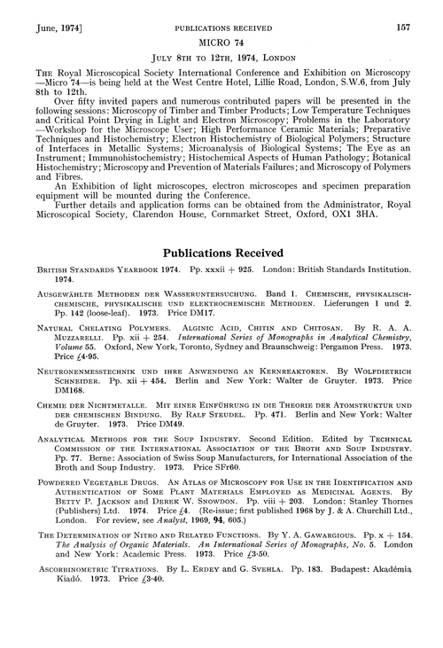 Publications received