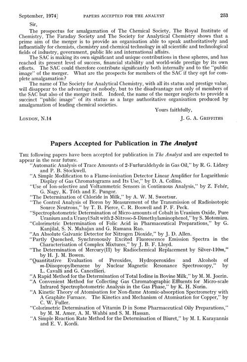 Papers accepted for publication in The Analyst