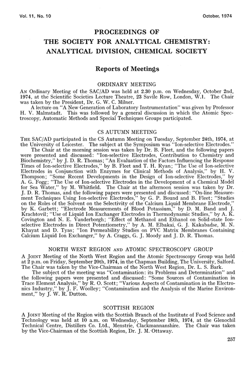 Reports Of Meetings Proceedings Of The Society For Analytical Chemistry Rsc Publishing