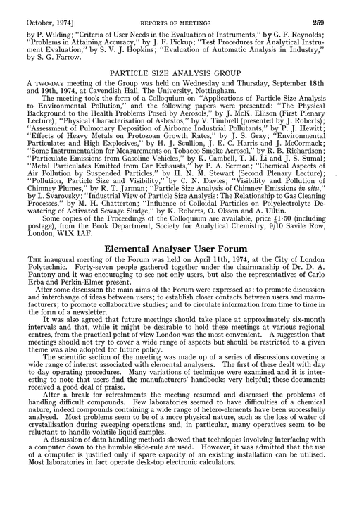Elemental Analyser User Forum