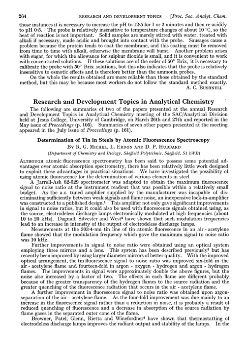 Research and development topics in Analytical Chemistry