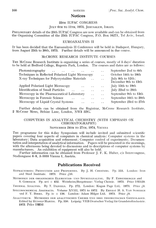 Publications received