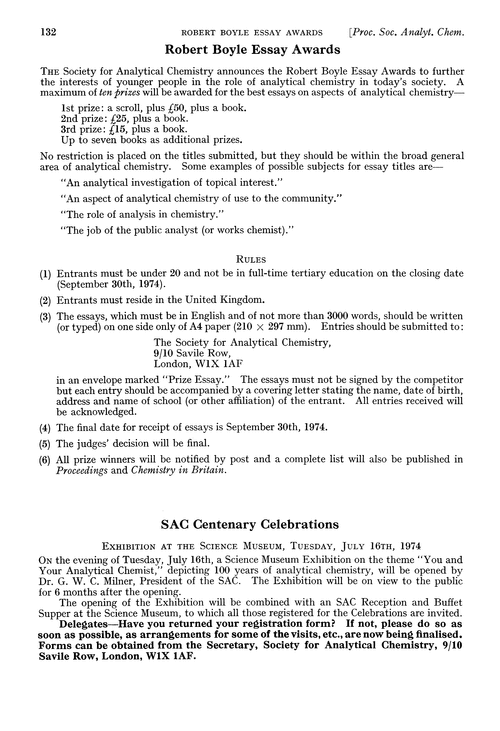 Robert Boyle Essay Awards