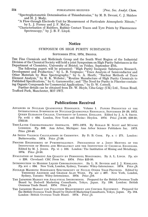 Publications received