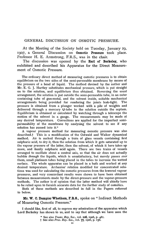 General discussion on osmotic pressure