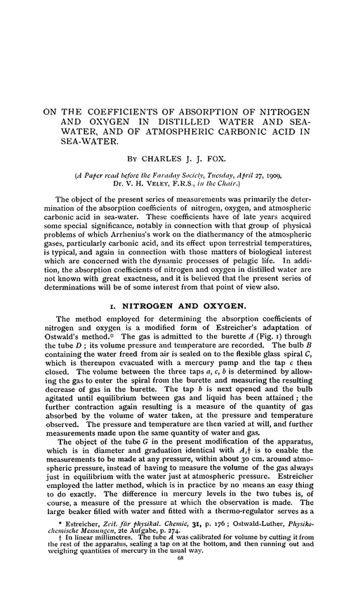 On the coefficients of absorption of nitrogen and oxygen in distilled water and sea-water, and of atmospheric carbonic acid in sea-water