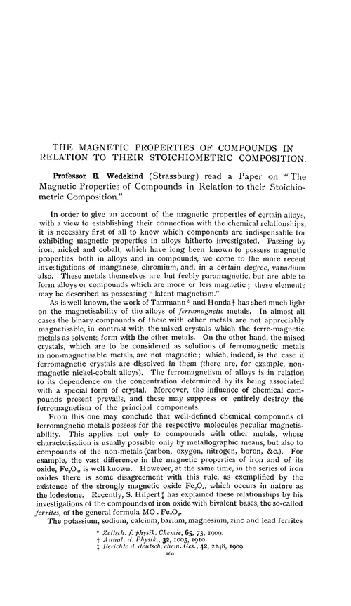 The magnetic properties of compounds in relation to their stoichiometric composition