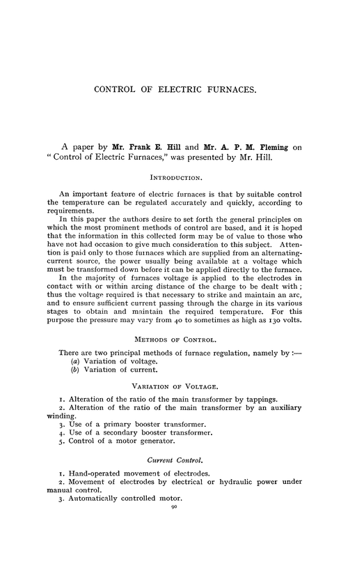 Control of electric furnaces