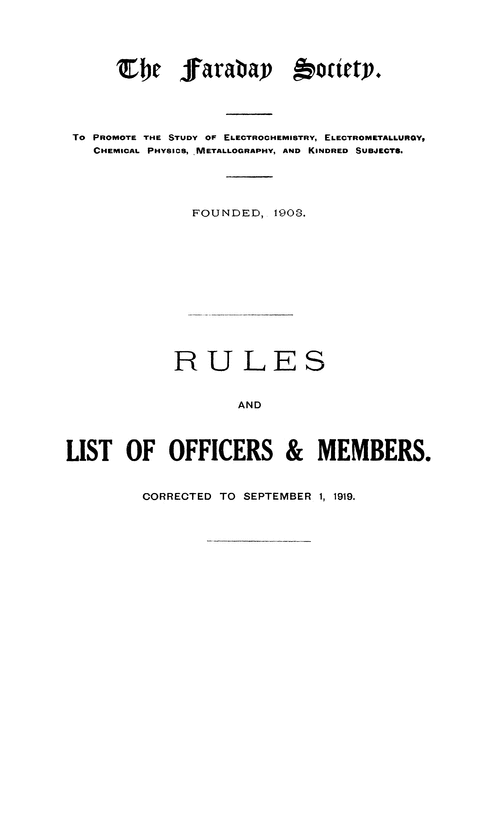Rules and list of officers and members
