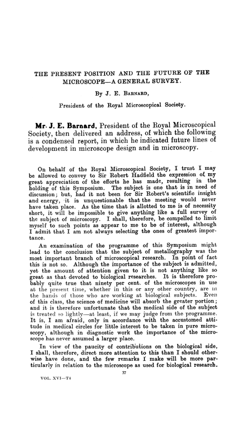 The present position and the future of the microscope—a general survey