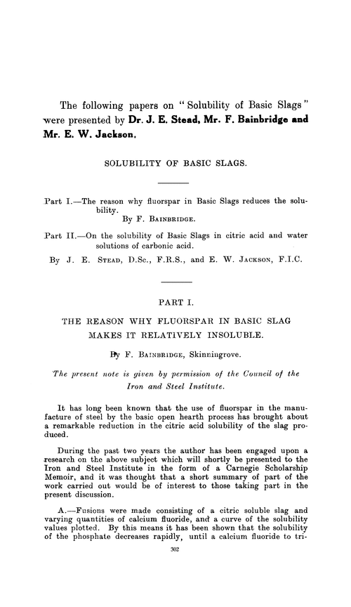 Solubility of basic slags
