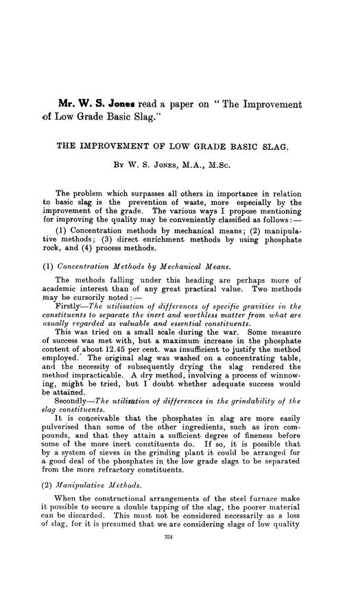 The improvement of low grade basic slag