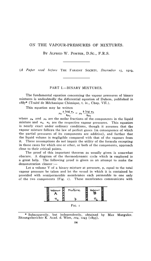 On the vapour-pressures of mixtures