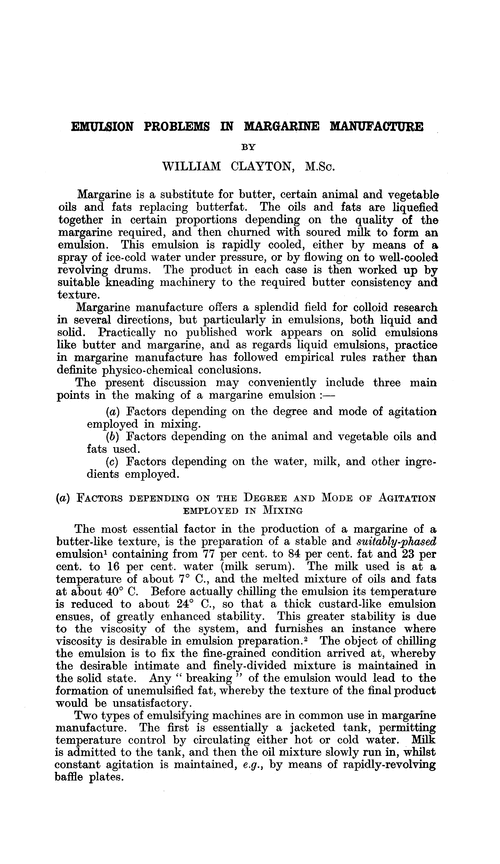 Emulsion problems in margarine manufacture