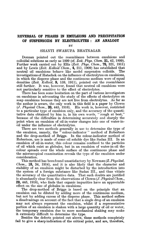 Reversal of phases in emulsions and precipitation of suspensoids by electrolytes: an analogy