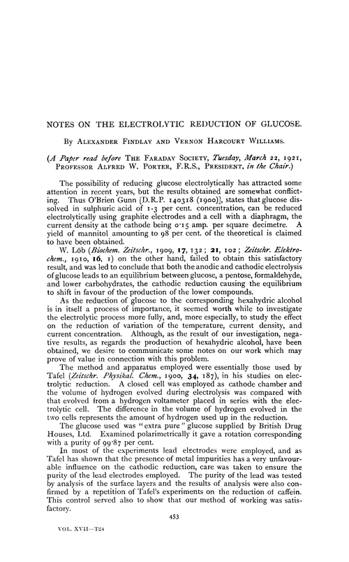 Notes on the electrolytic reduction of glucose