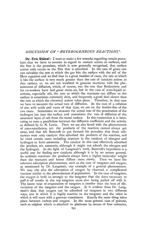 Discussion on “heterogeneous reactions”