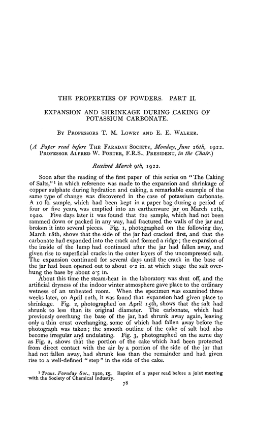 The properties of powders. Part II. Expansion and shrinkage during caking of potassium carbonate