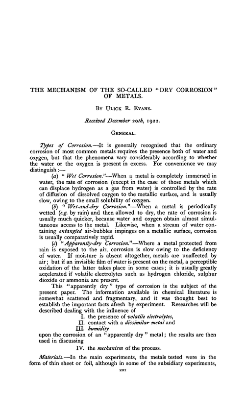 The mechanism of the so-called “dry corrosion” of metals