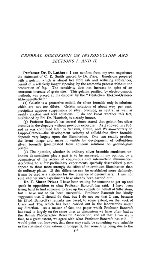 General discussion on introduction and sections I. and II