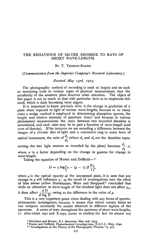 The behaviour of silver bromide to rays of short wave-length
