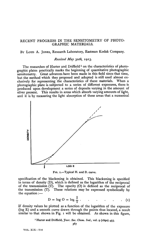 Recent progress in the sensitometry of photo-graphic materials