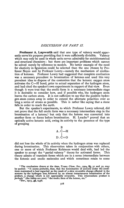 Discussion on Part II