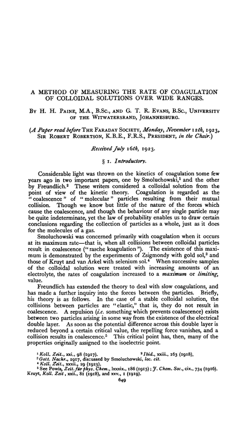 A method of measuring the rate of coagulation of colloidal solutions over wide ranges