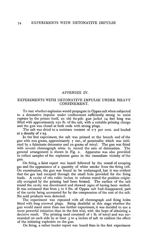 Appendix IV. Experiments with detonative impulse under heavy confinement