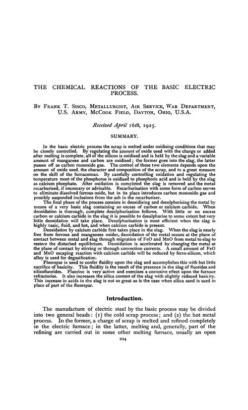 The chemical reactions of the basic electric process