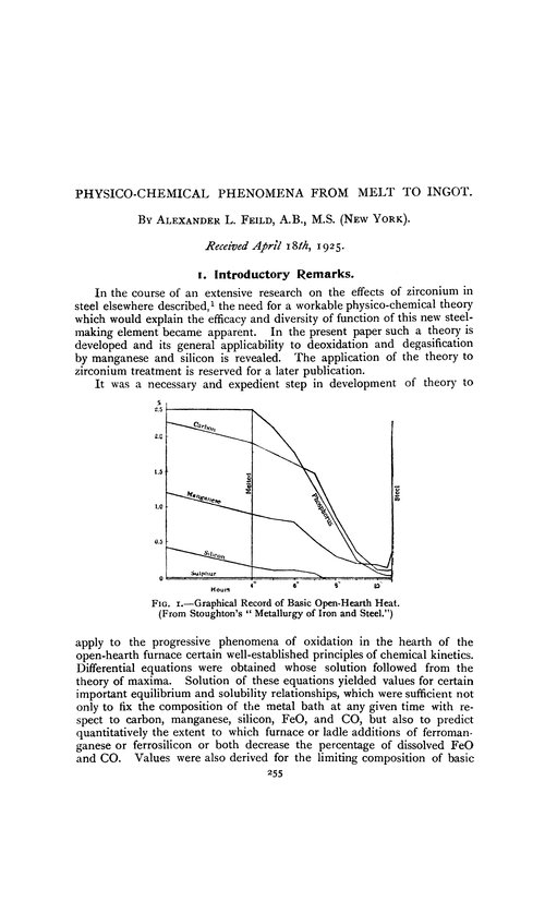 Physico-chemical phenomena from melt to ingot