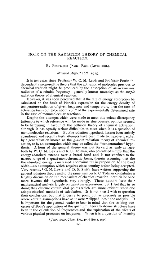 Note on the radiation theory of chemical reaction