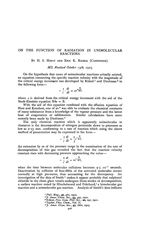 On the function of radiation in unimolecular reactions