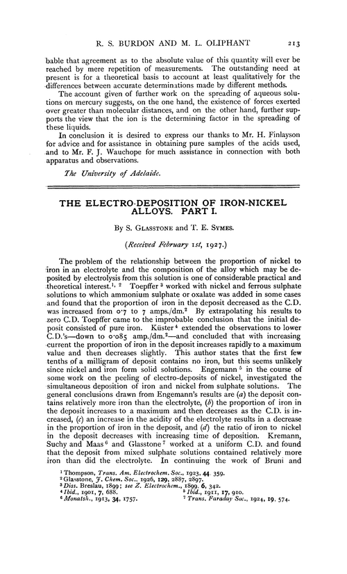 The electro-deposition of iron-nickel alloys. Part I