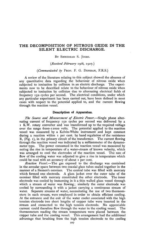 The decomposition of nitrous oxide in the silent electric discharge