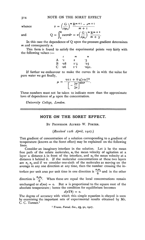 Note on the Soret effect