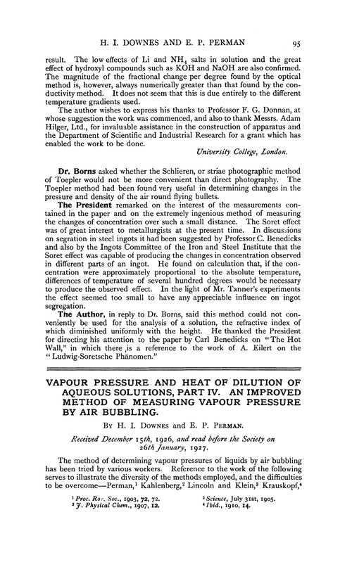 Vapour pressure and heat of dilution of aqueous solutions, part IV. An improved method of measuring vapour pressure by air bubbling