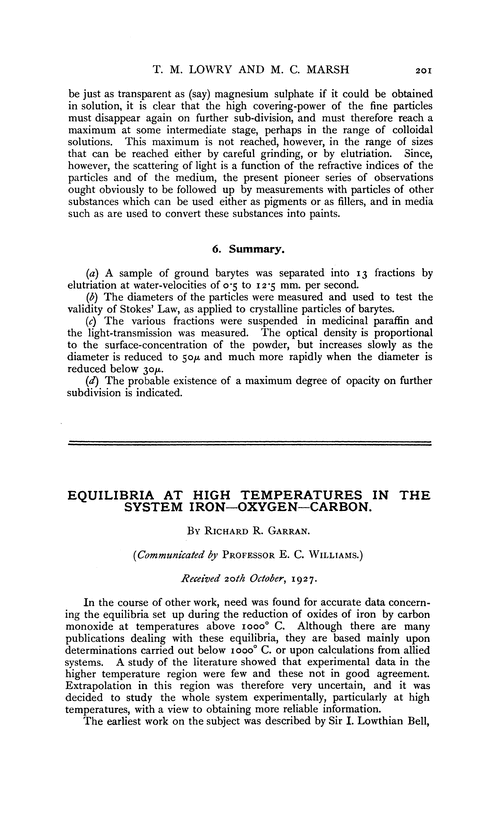 Equilibria at high temperatures in the system iron—oxygen—carbon
