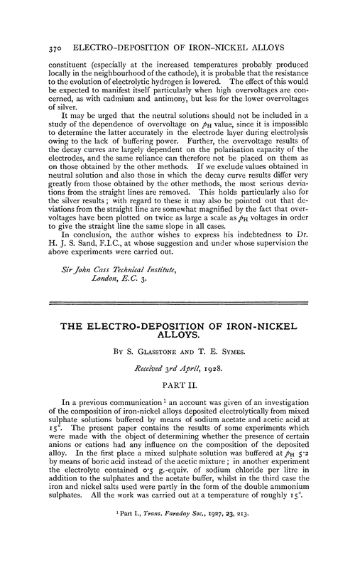 The electro-deposition of iron-nickel alloys
