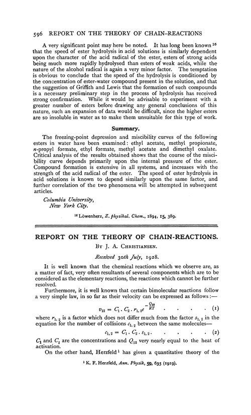 Report on the theory of chain-reactions