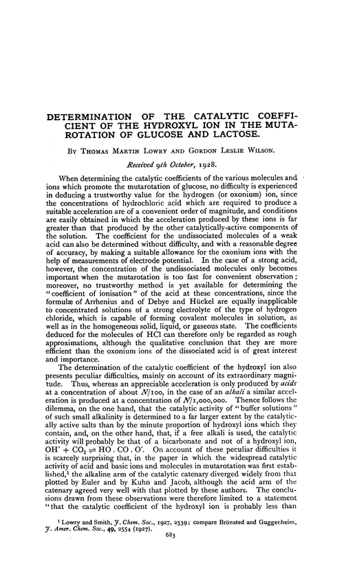 Determination of the catalytic coefficient of the hydroxyl ion in the mutarotation of glucose and lactose